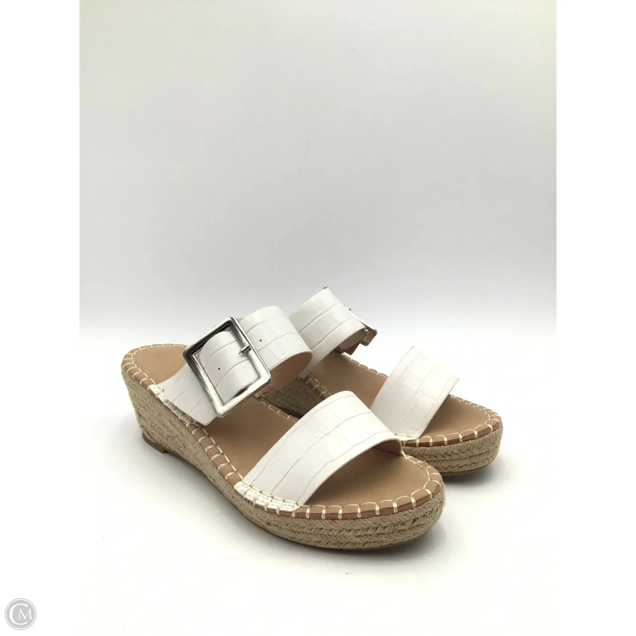 Sandals Heels Wedge By Vintage Havana In Tan & White, Size: 10