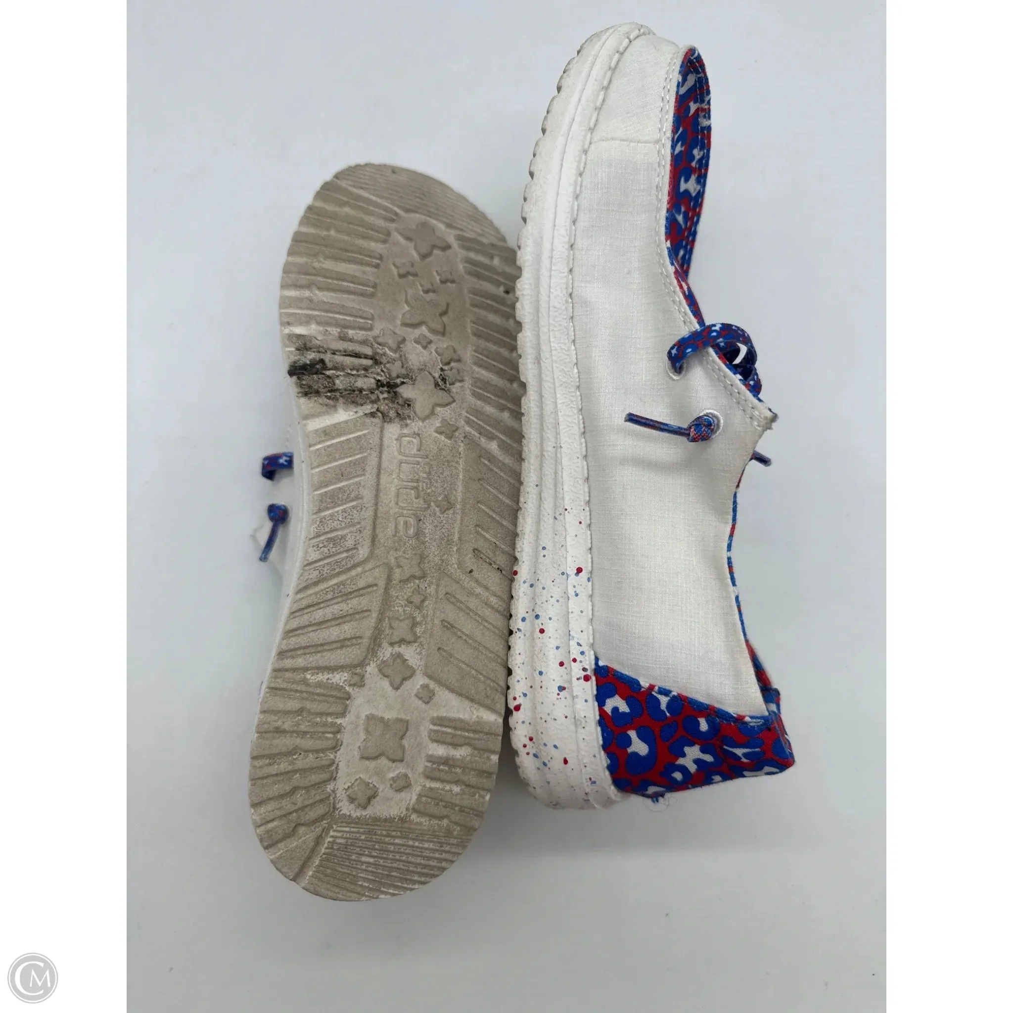 Shoes Flats By Hey Dude In Red & White, Size: 7