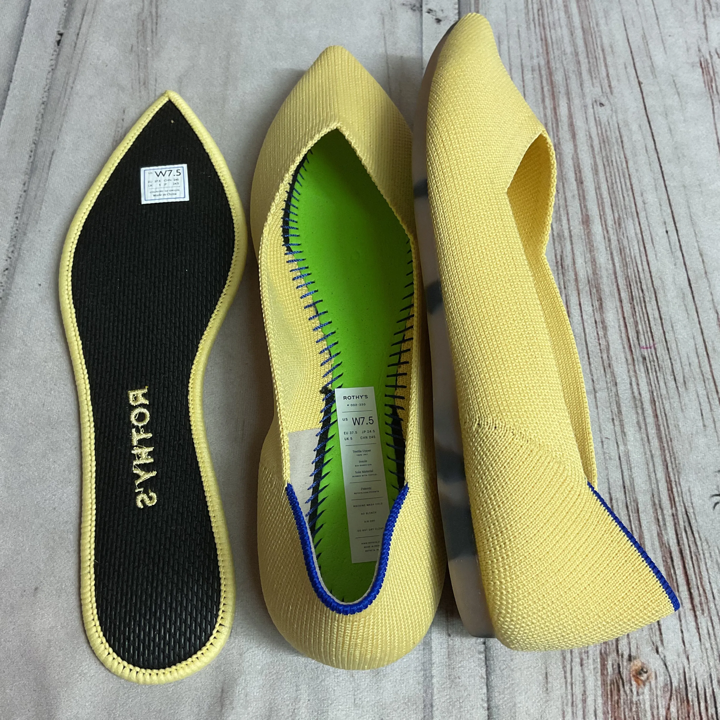 Shoes Flats By Rothys In Yellow, Size:7.5