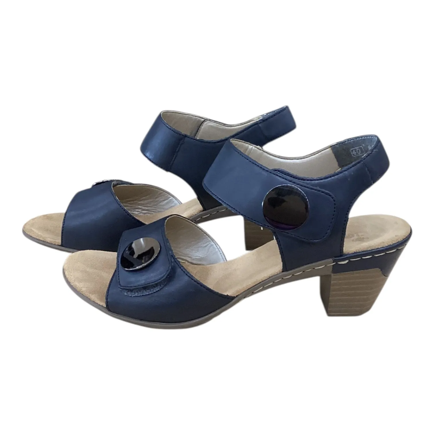 Shoes Heels Block By Riekers In Navy, Size:9