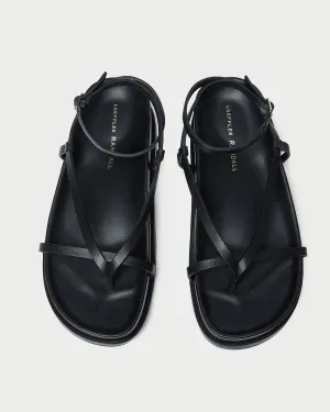 Sonny Black Leather Wrap Sandal -LOEFFLER RANDALL