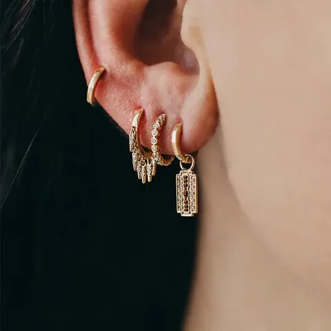 Sydney Evan Gold and Diamond Fringe Huggie Hoop Earrings