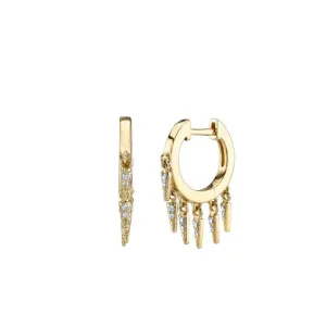 Sydney Evan Gold and Diamond Fringe Huggie Hoop Earrings