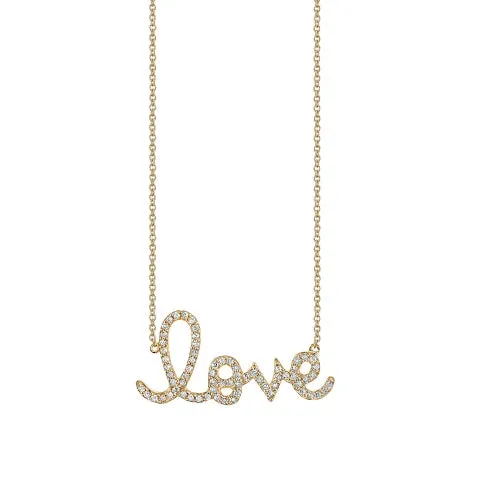 Sydney Evan Gold and Diamond Large LOVE Necklace