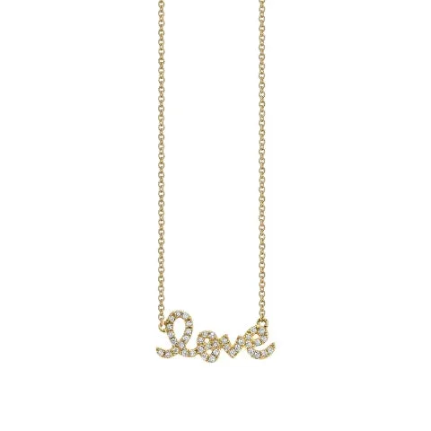 Sydney Evan Gold and Diamond Small LOVE Necklace