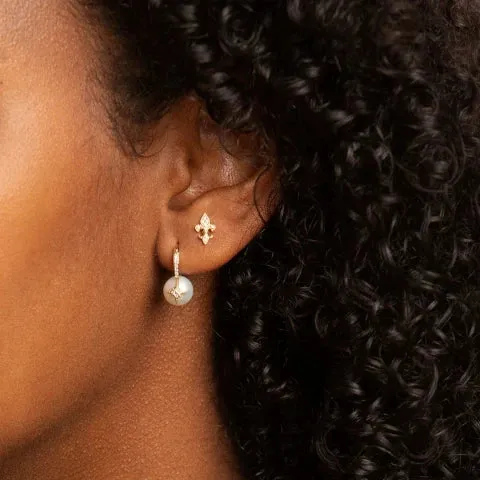 Sydney Evan Pave Starburst Pearl Bead Earrings