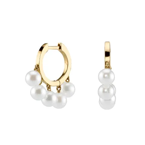 Sydney Evan Pearl Drop Huggie Hoops