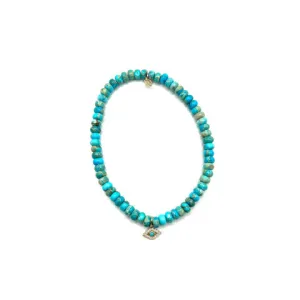 Sydney Evan Turquoise Bracelet with Evil Eye Charm