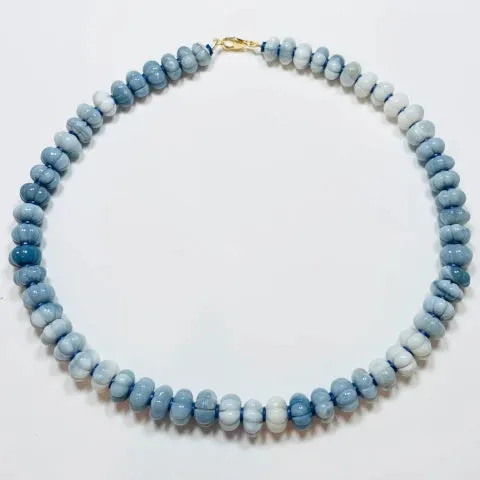 Theodosia Carved Peruvian Blue Opal Candy Necklace