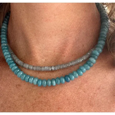 Theodosia Peacock Blue Angelite Candy Necklace
