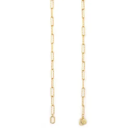 Three Stories Open Diamond Cut Paperclip Chain