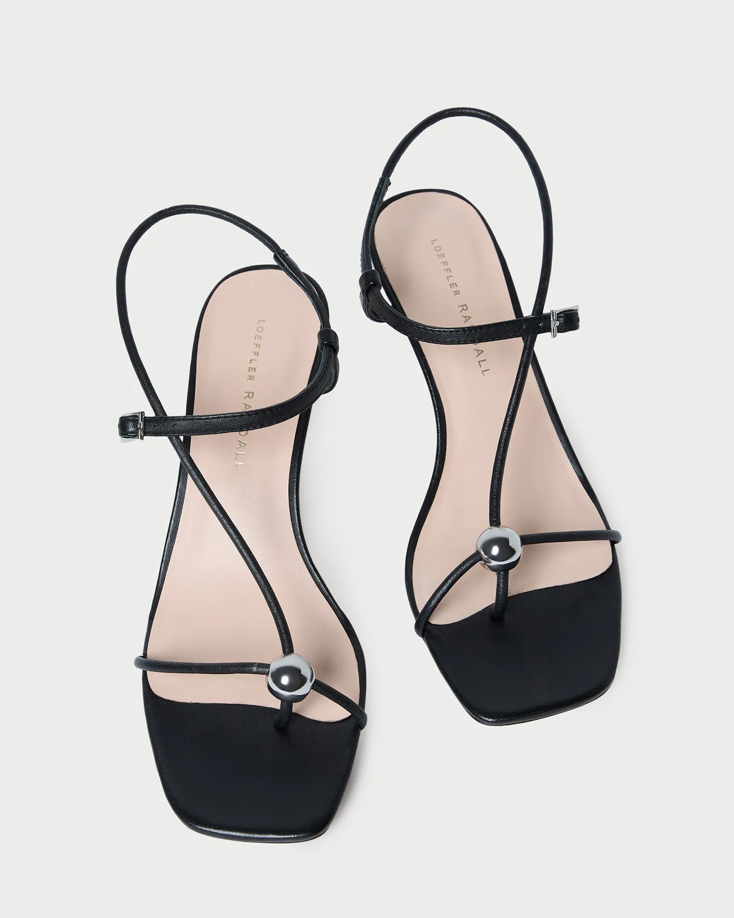 Triana Black Leather Mid-Heel Sandal -LOEFFLER RANDALL