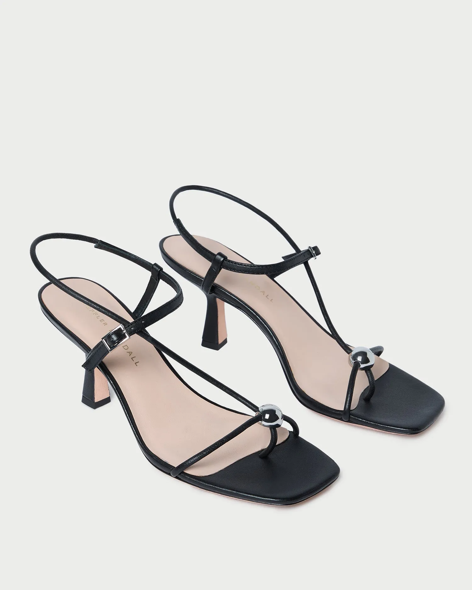 Triana Black Leather Mid-Heel Sandal -LOEFFLER RANDALL
