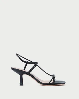 Triana Black Leather Mid-Heel Sandal -LOEFFLER RANDALL