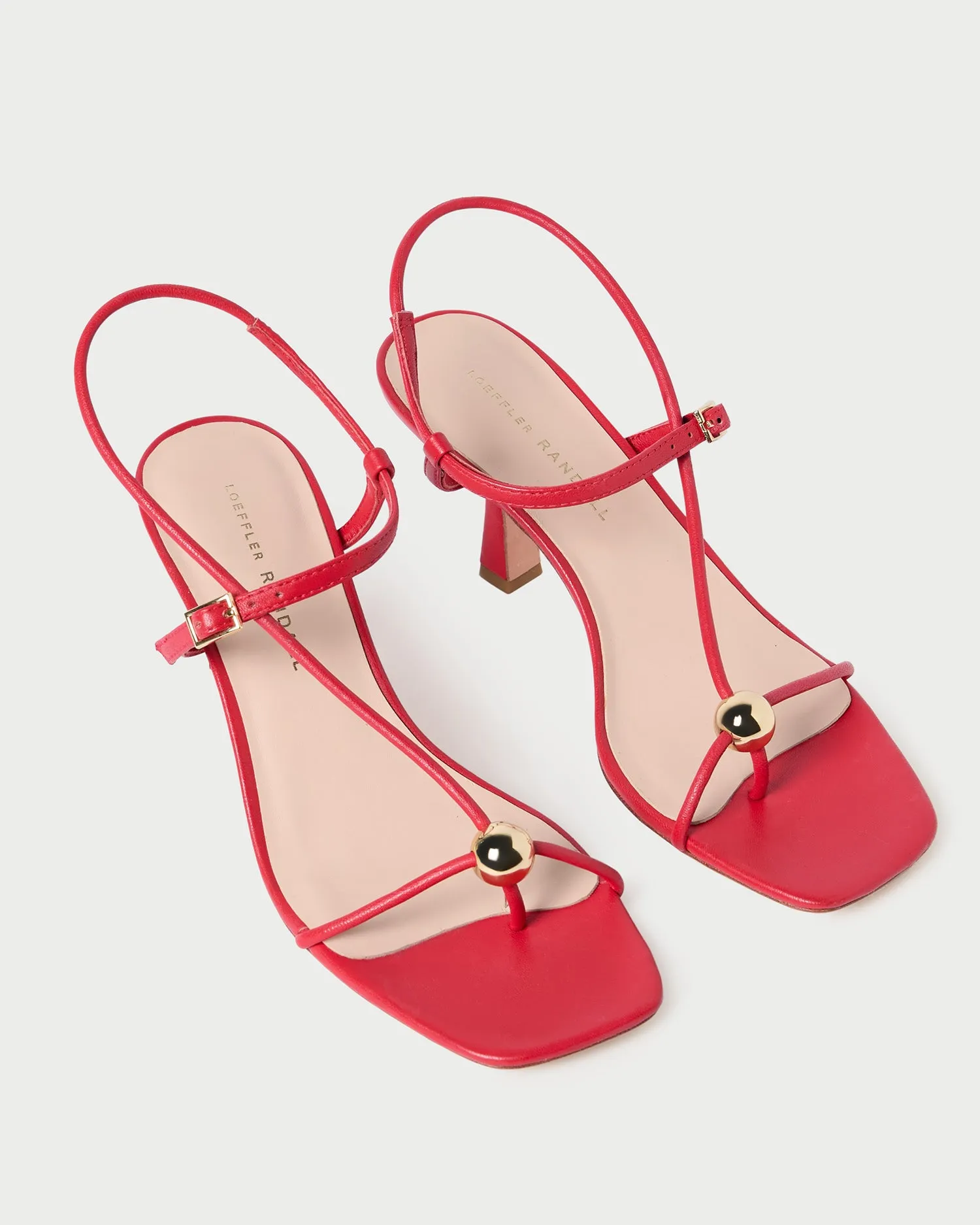 Triana Red Leather Mid-Heel Sandal -LOEFFLER RANDALL