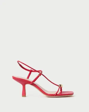 Triana Red Leather Mid-Heel Sandal -LOEFFLER RANDALL