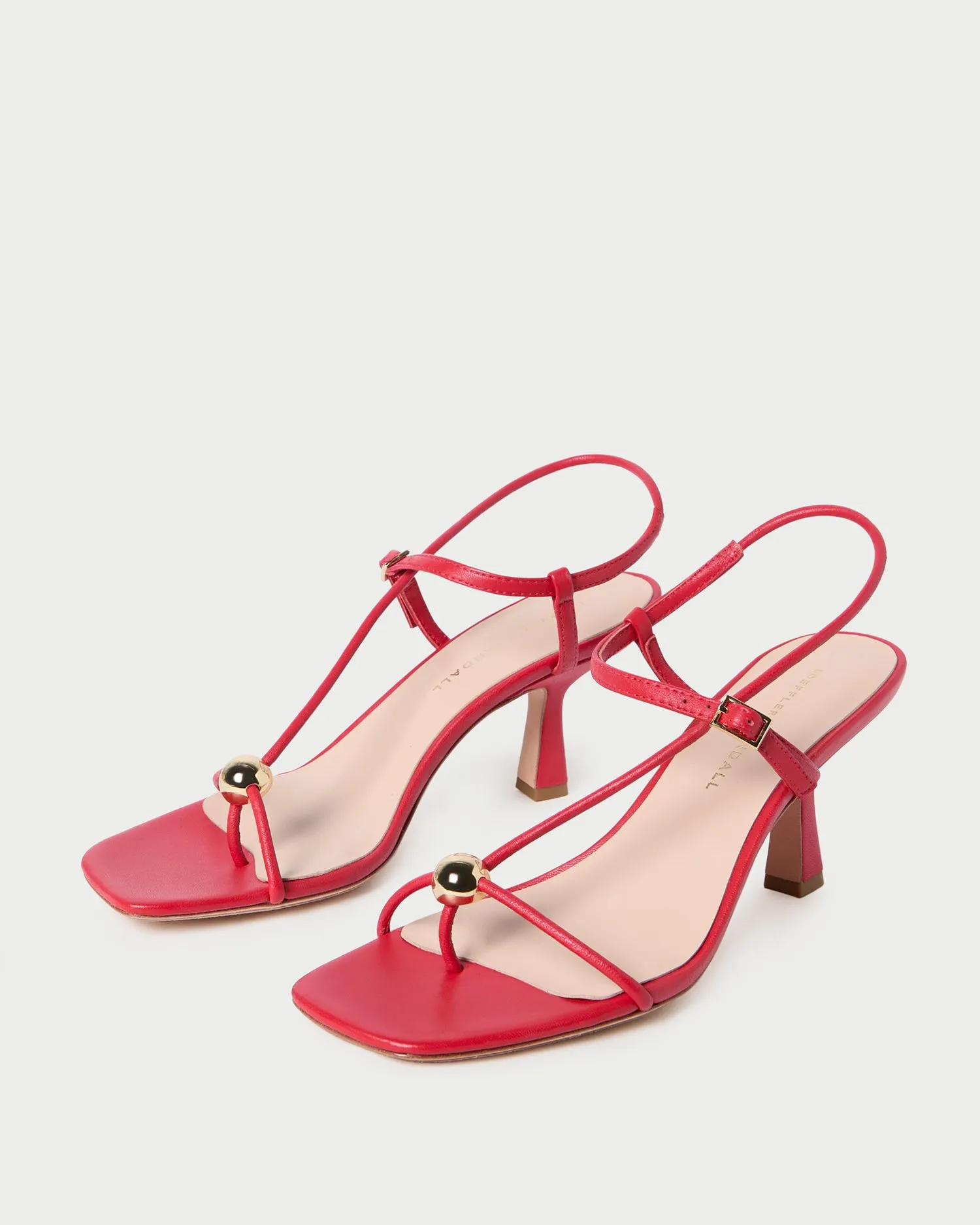 Triana Red Leather Mid-Heel Sandal -LOEFFLER RANDALL