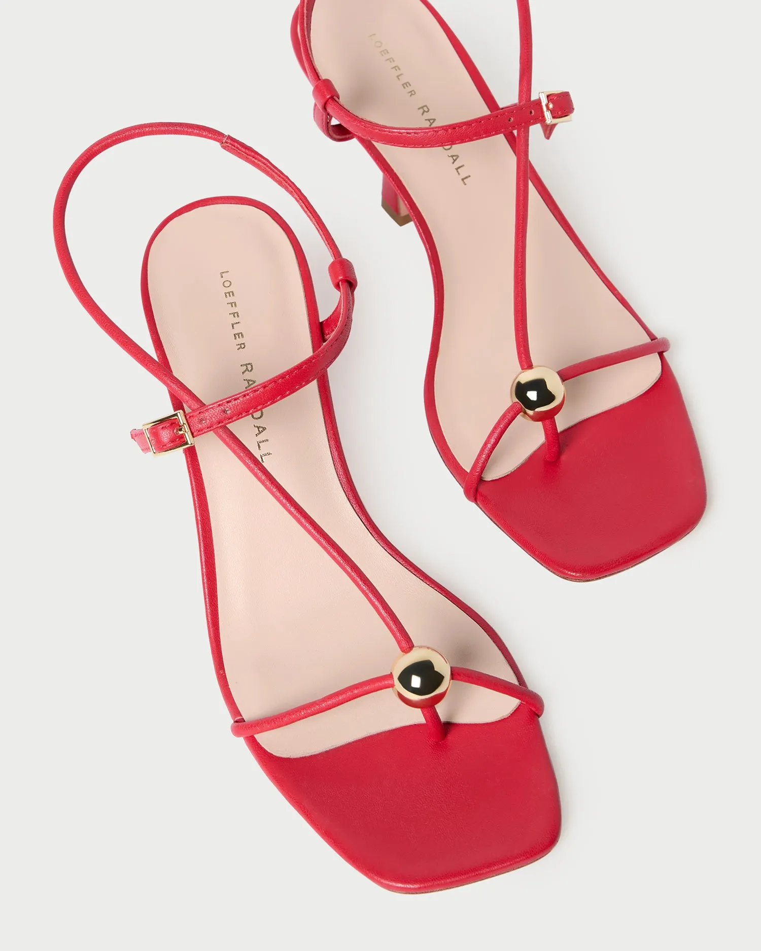 Triana Red Leather Mid-Heel Sandal -LOEFFLER RANDALL