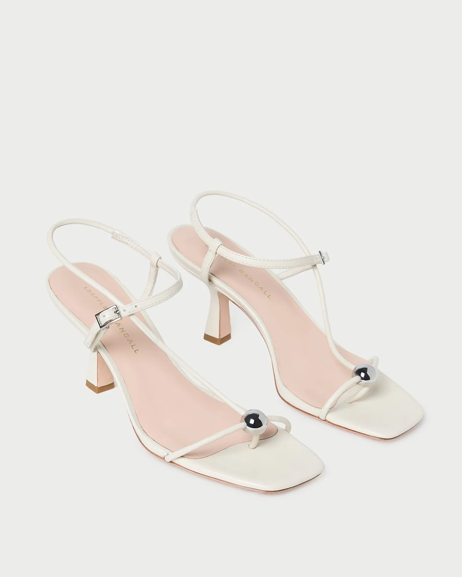 Triana White Leather Mid-Heel Sandal -LOEFFLER RANDALL