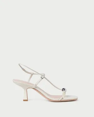 Triana White Leather Mid-Heel Sandal -LOEFFLER RANDALL