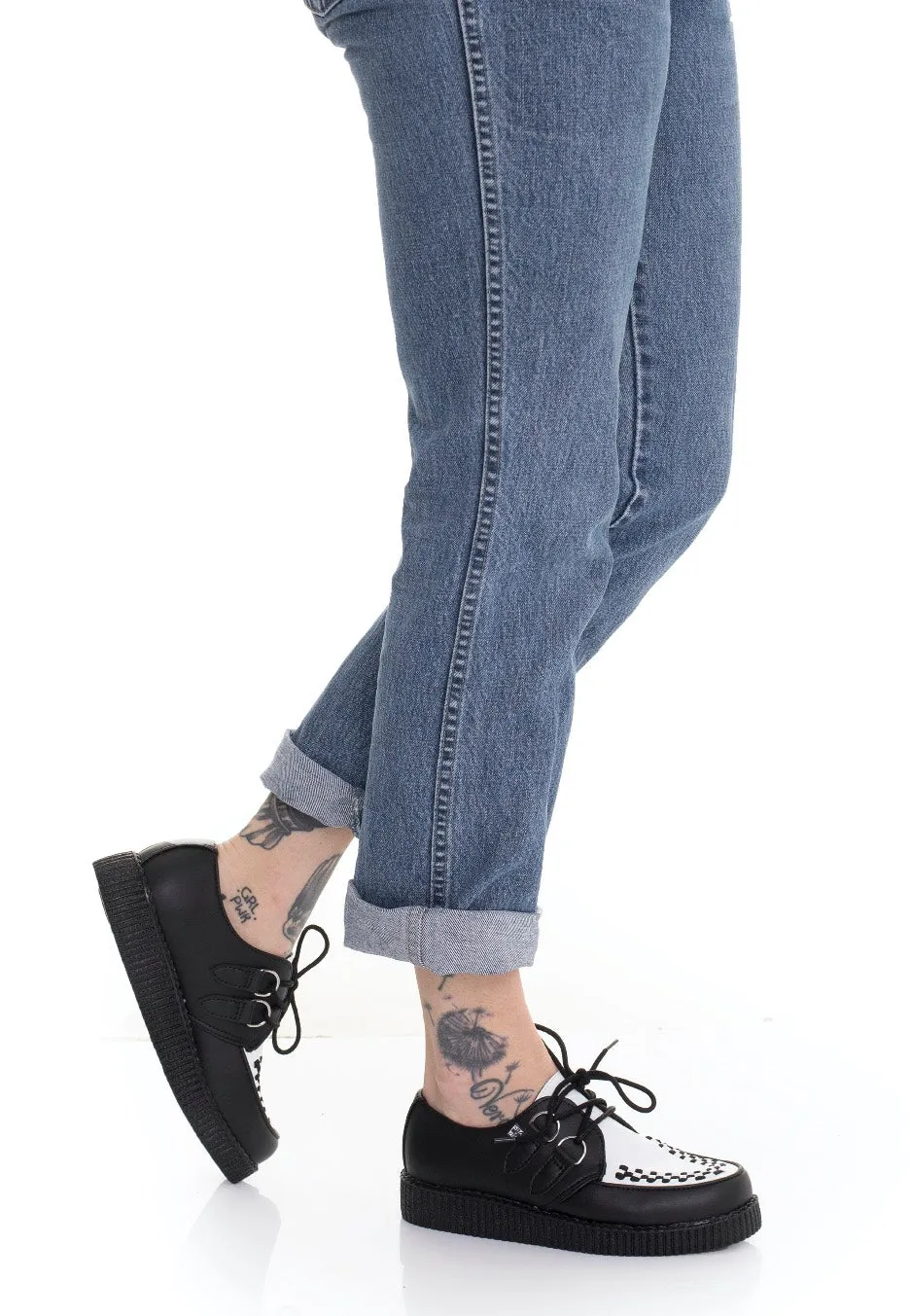 T.U.K. - Low Flex Round Toe Creeper Black/White - Girl Shoes