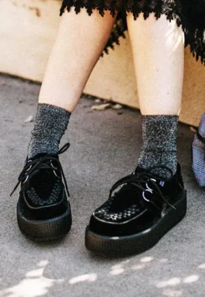 T.U.K. - Viva Mondo Creeper Black Velvet - Girl Shoes