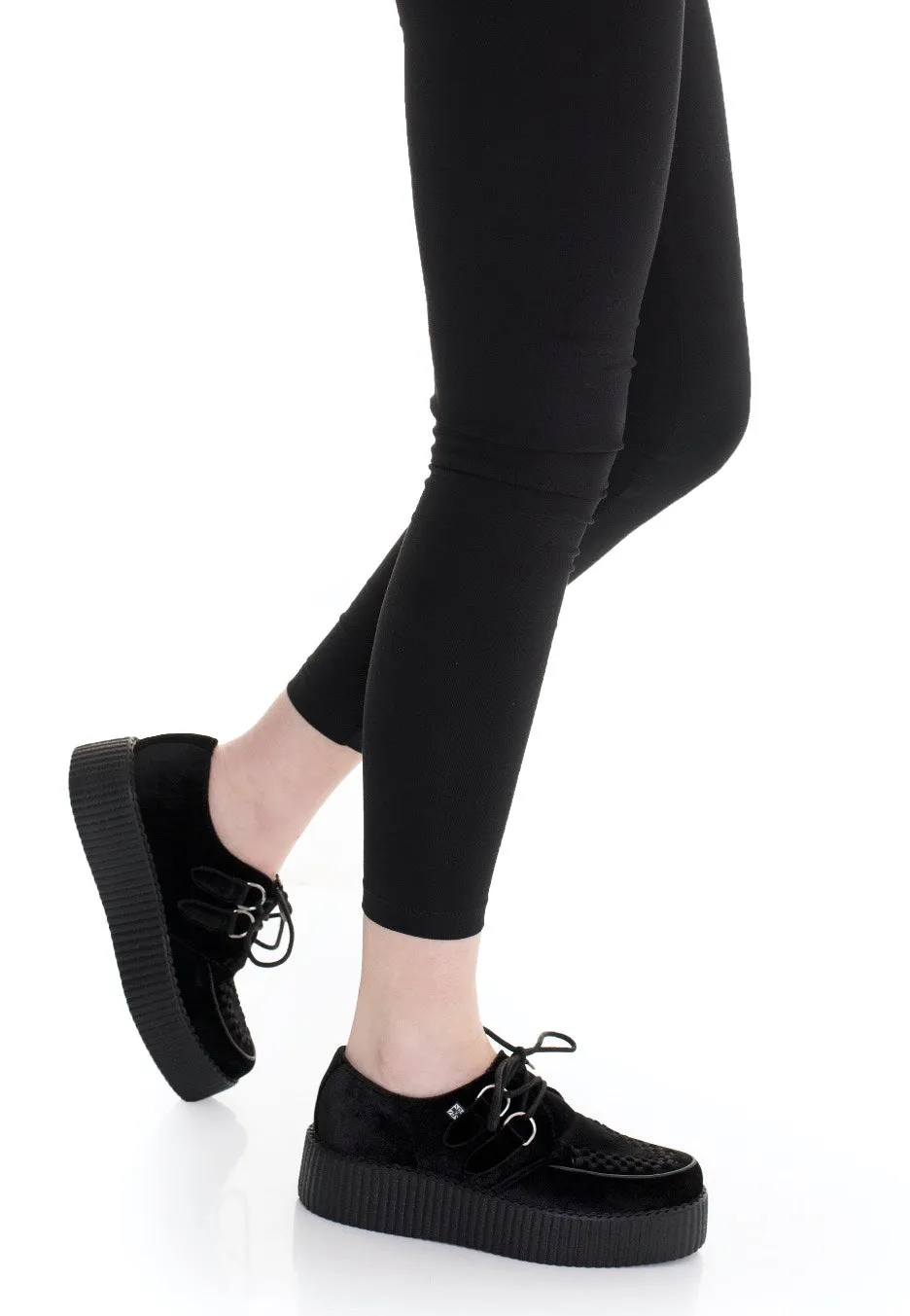 T.U.K. - Viva Mondo Creeper Black Velvet - Girl Shoes