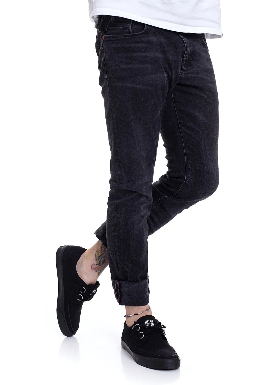 T.U.K. - VLK Creeper Sneaker 2 Ring Basic Black Canvas - Shoes