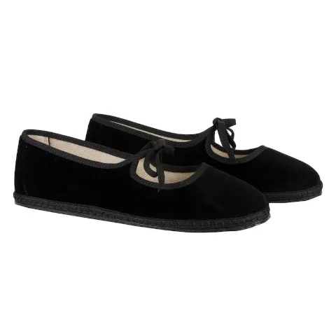 Vibi Venezia Brigette Velvet Slippers in Black