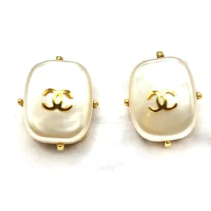 Vintage Chanel Faux Pearl Earrings with CC's