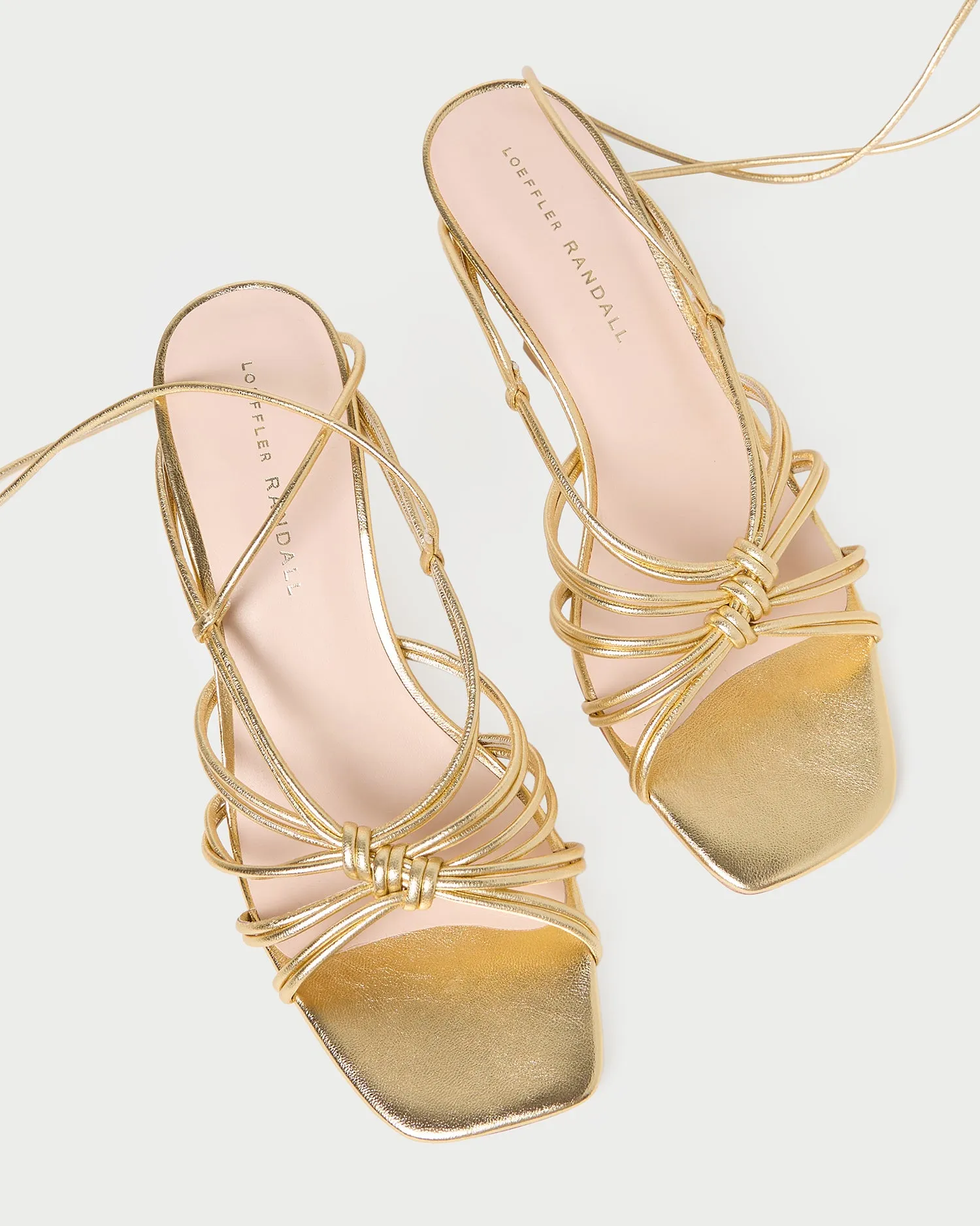 Vivienne Gold Lace-Up Heeled Sandal -LOEFFLER RANDALL