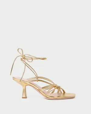 Vivienne Gold Lace-Up Heeled Sandal -LOEFFLER RANDALL