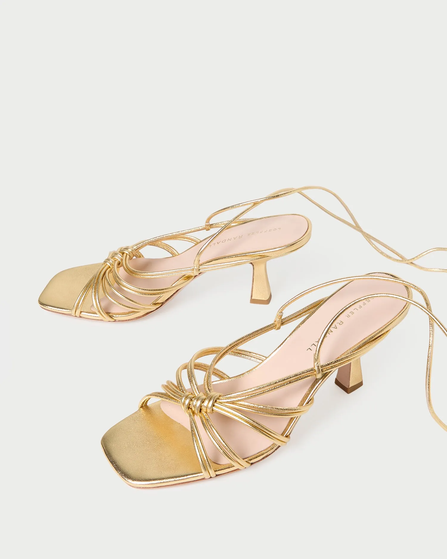 Vivienne Gold Lace-Up Heeled Sandal -LOEFFLER RANDALL