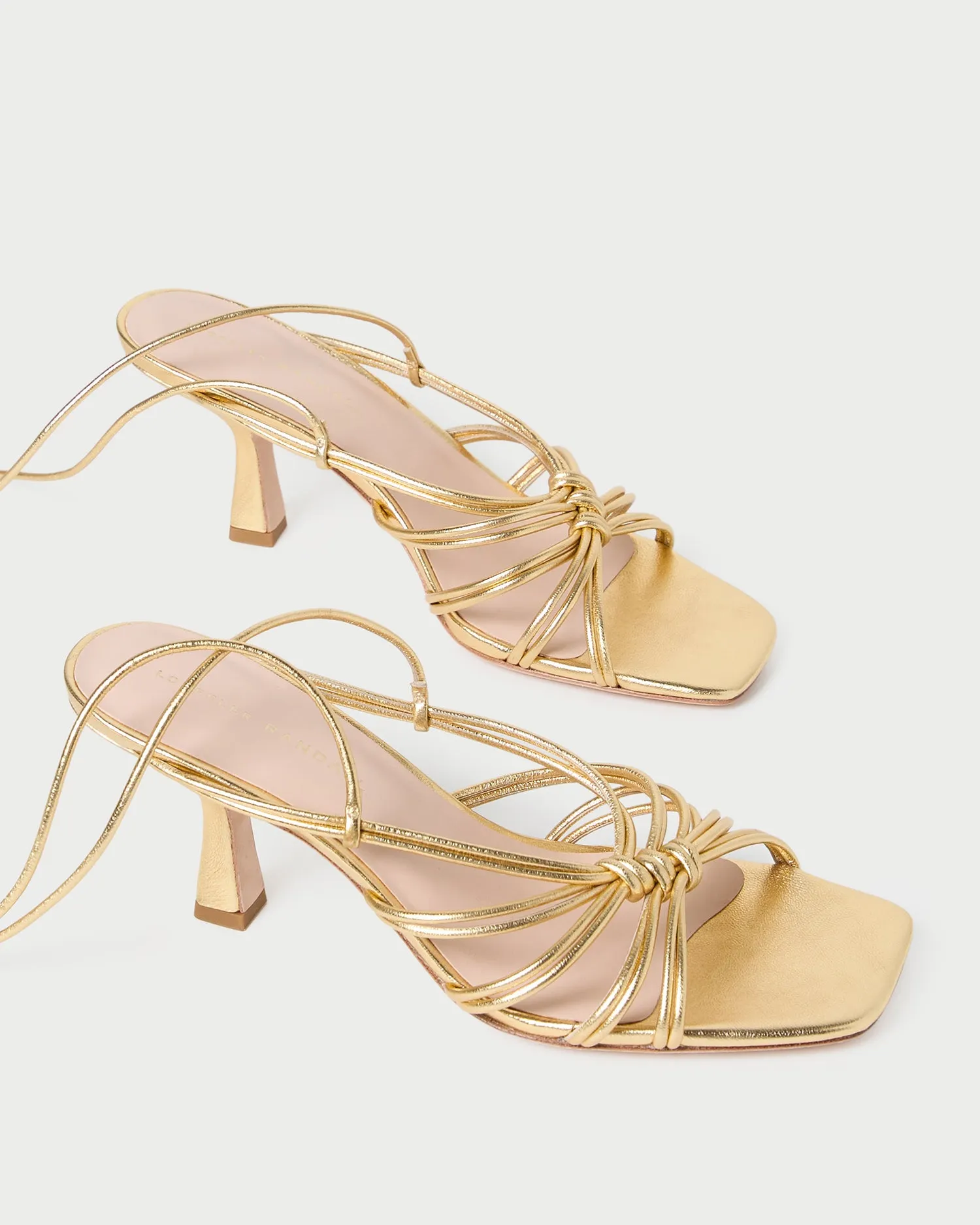 Vivienne Gold Lace-Up Heeled Sandal -LOEFFLER RANDALL