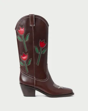 Wilder Espresso Tulip Leather Boot -LOEFFLER RANDALL